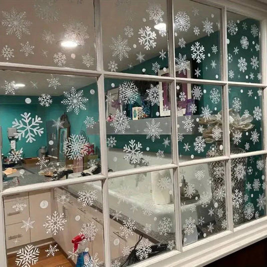 114PCS White Snowflake Window Stickers