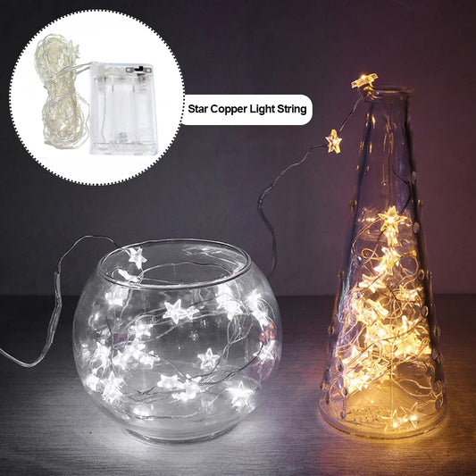 LED Star Copper String Lights