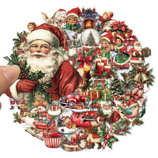 50PCS Retro Christmas Waterproof Stickers