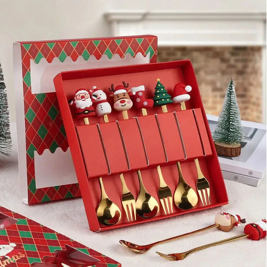 Christmas Cartoon Stainless Steel Cutlery Set – 2/4/6pcs