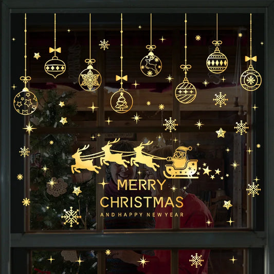 Santa & Elk Christmas Window Stickers