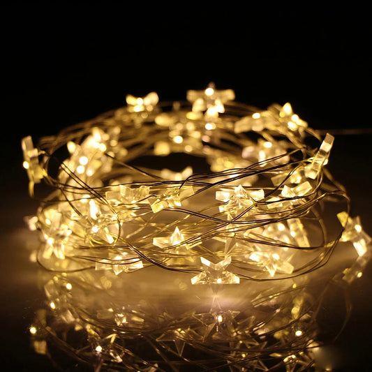 LED Star Copper String Lights
