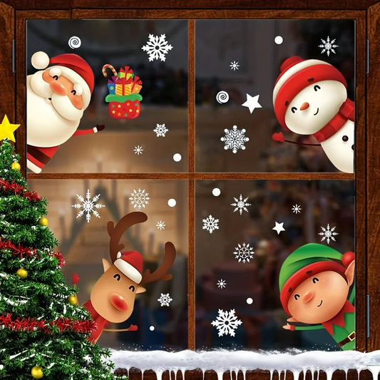 Santa & Elk Christmas Window Stickers