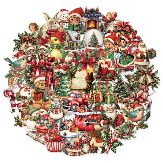 50PCS Retro Christmas Waterproof Stickers