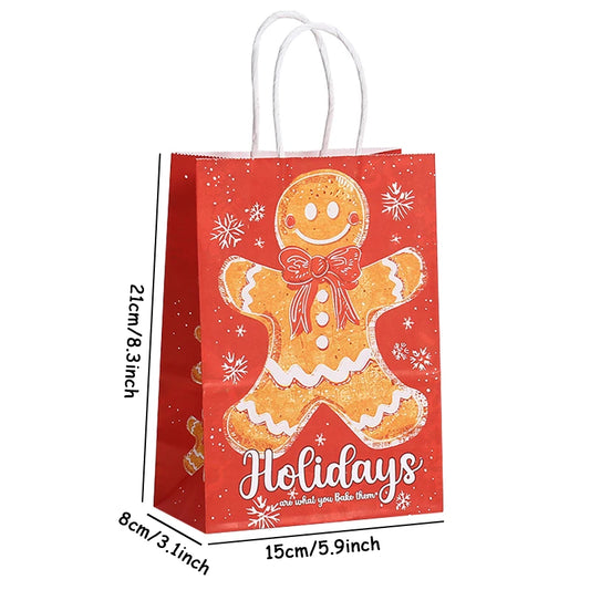 Merry Christmas Kraft Tote Bags – 6/12/24PCS