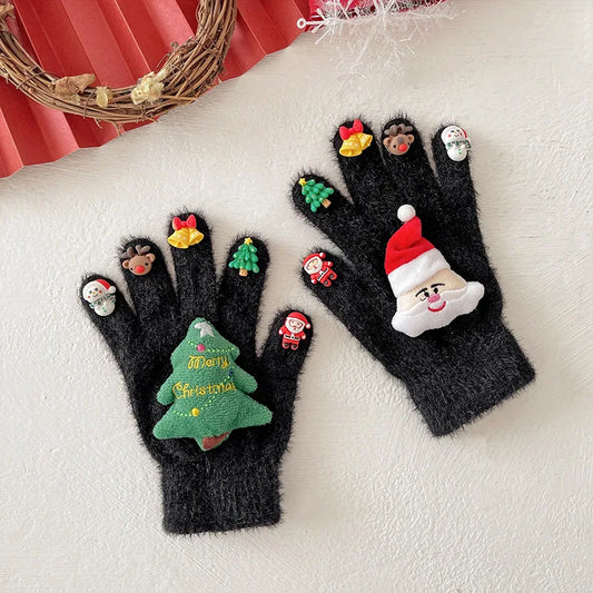 Cartoon Christmas Plush Gloves